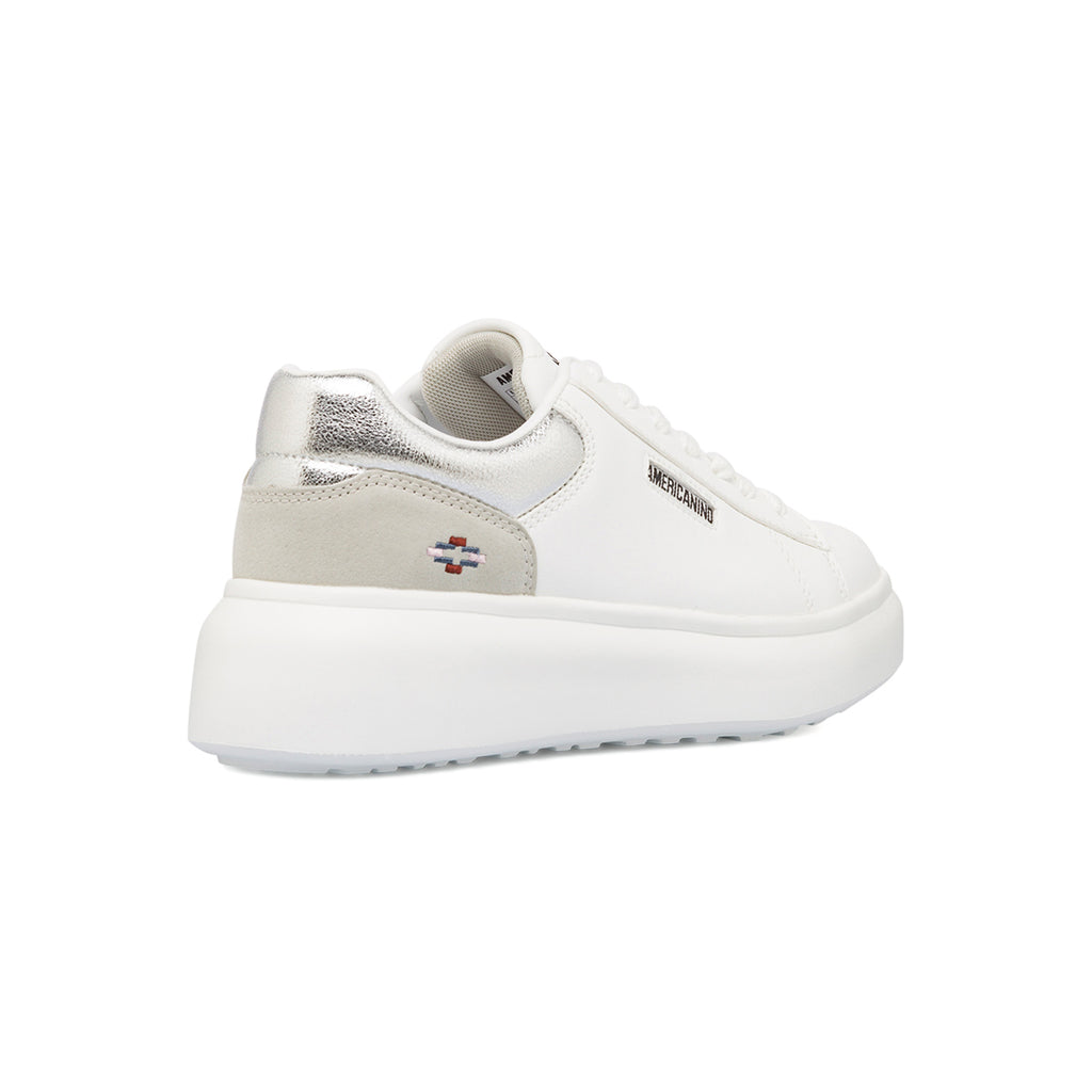 Sneakers platform bianche da donna con dettaglio argento Americanino