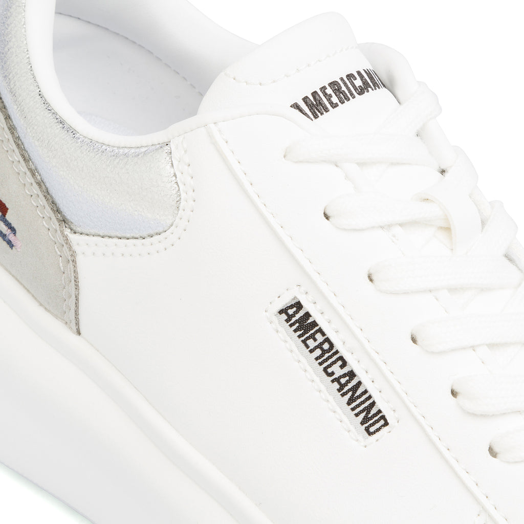 Sneakers platform bianche da donna con dettaglio argento Americanino