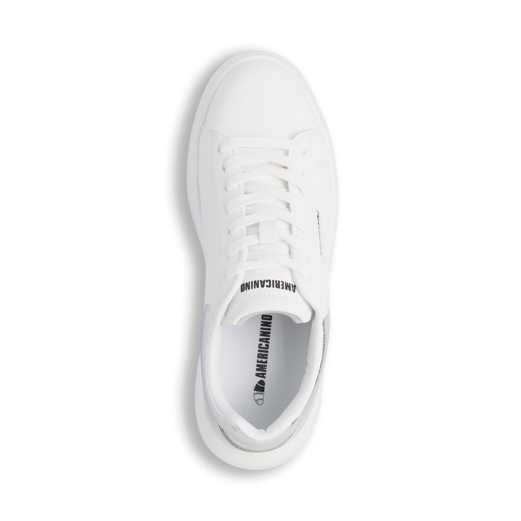Sneakers platform bianche da donna con dettaglio argento Americanino