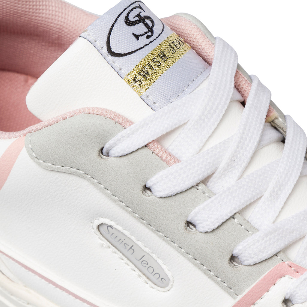 Sneakers bianche da Donna con inserti rosa Swish Jeans