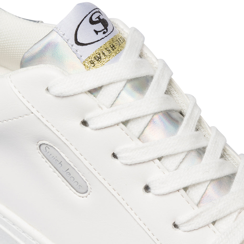 Sneakers bianche con dettagli argento da Donna Swish Jeans
