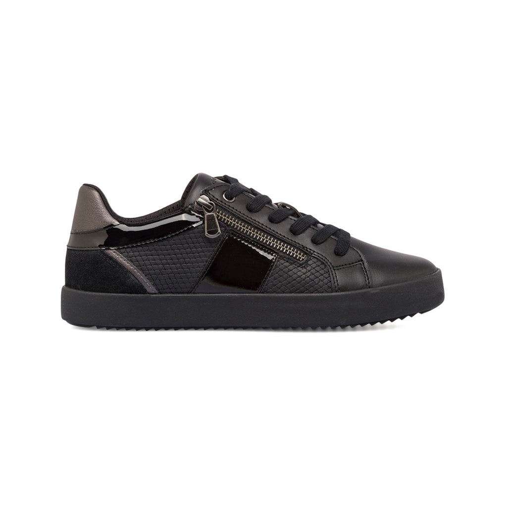Sneakers traspiranti da donna nere in pelle Geox