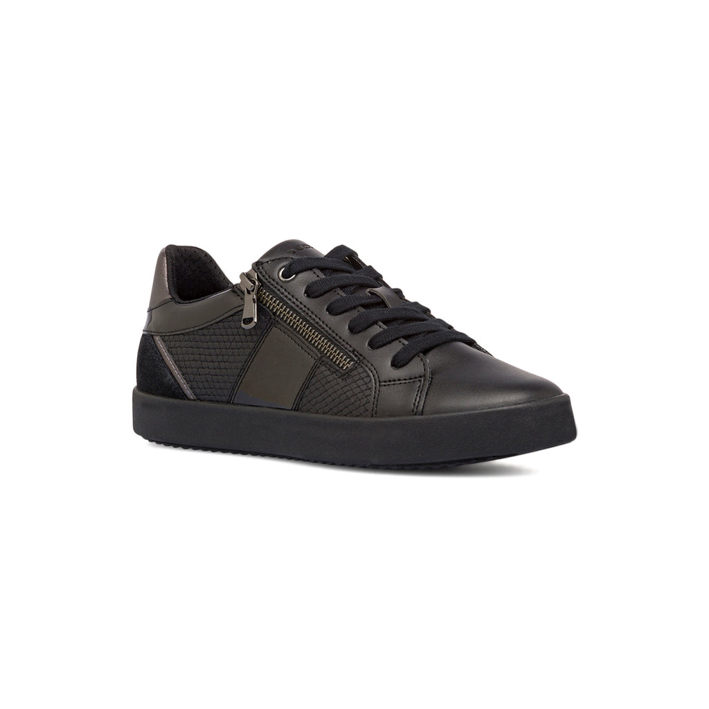 Sneakers traspiranti da donna nere in pelle Geox