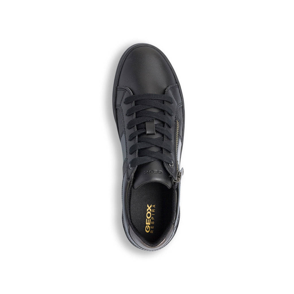 Sneakers traspiranti da donna nere in pelle Geox