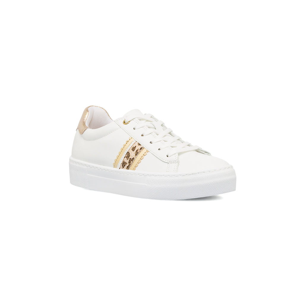 Sneakers traspiranti da donna bianche con dettagli oro Geox