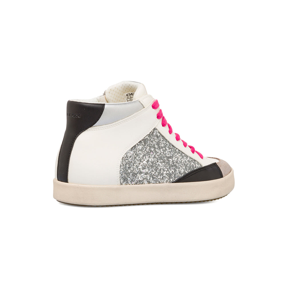 Sneakers alte traspiranti da donna bianche con dettagli glitter Geox