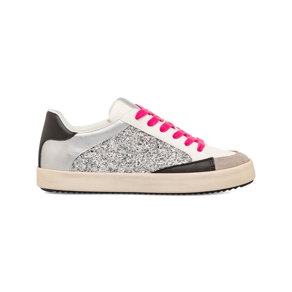 Sneakers traspiranti bianche con glitter da donna Geox