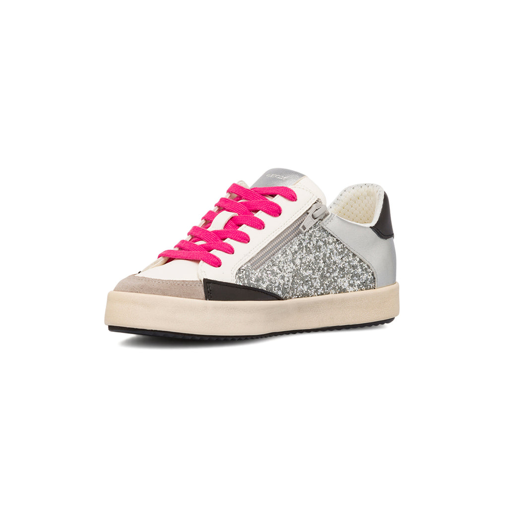 Sneakers traspiranti bianche con glitter da donna Geox