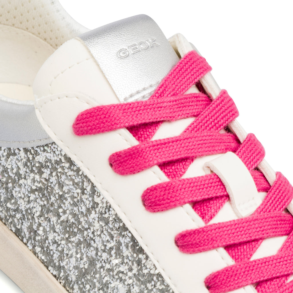 Sneakers traspiranti bianche con glitter da donna Geox