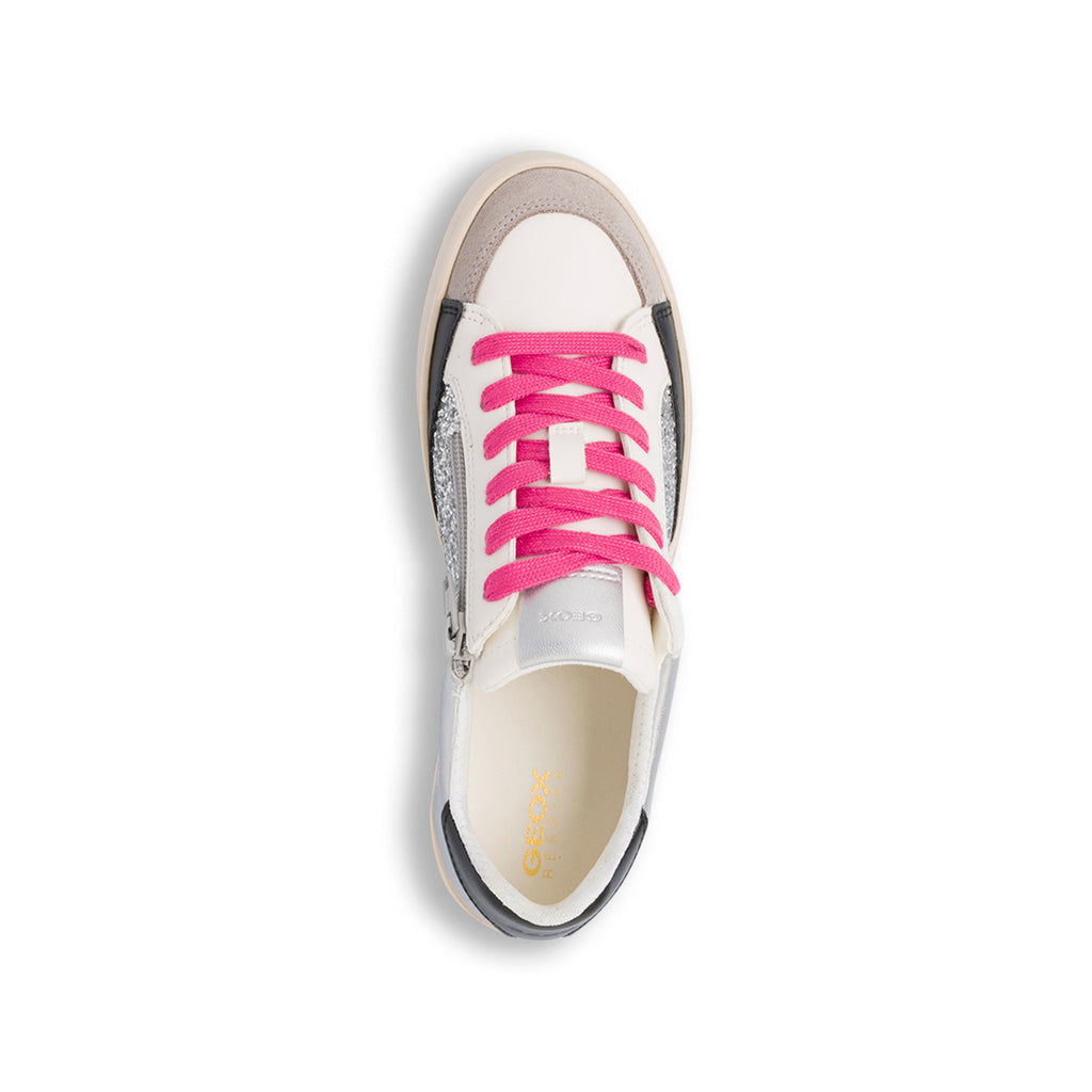 Sneakers traspiranti bianche con glitter da donna Geox