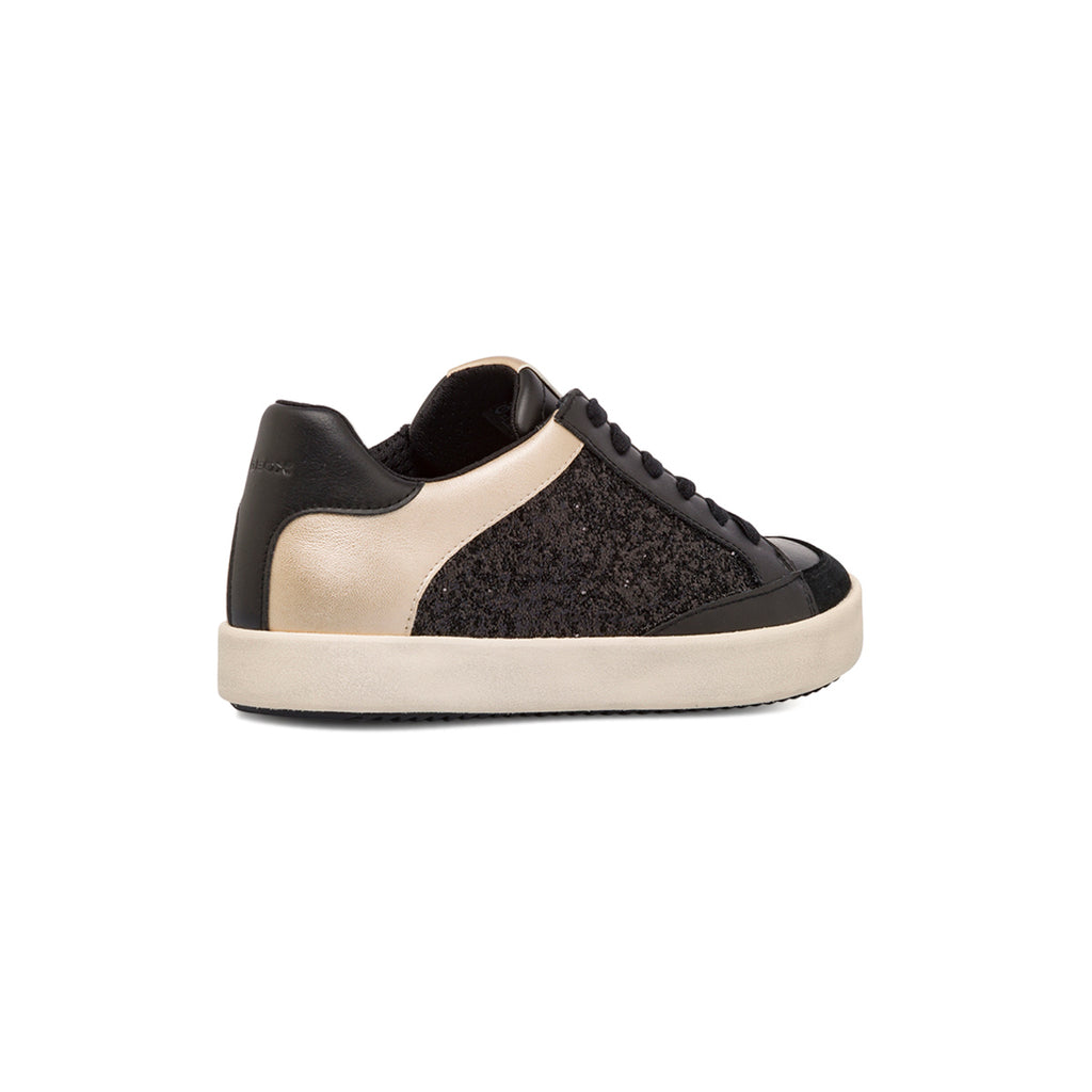 Sneakers traspiranti nere glitterate da donna Geox