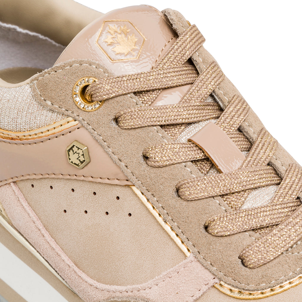 Sneakers da donna in pelle beige con logo Lumberjack