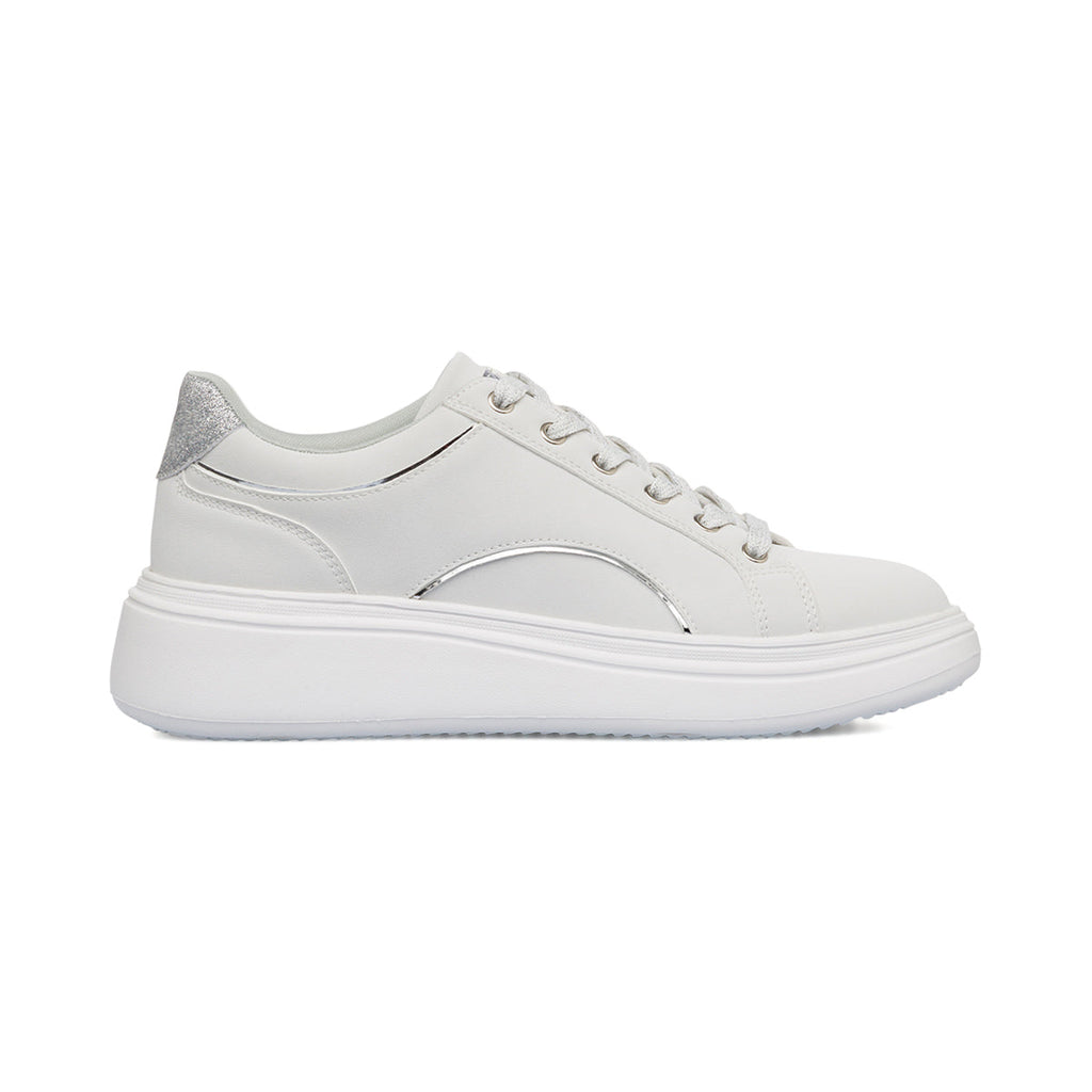 Sneakers bianche da Donna con dettagli argentati e glitter Lora Ferres