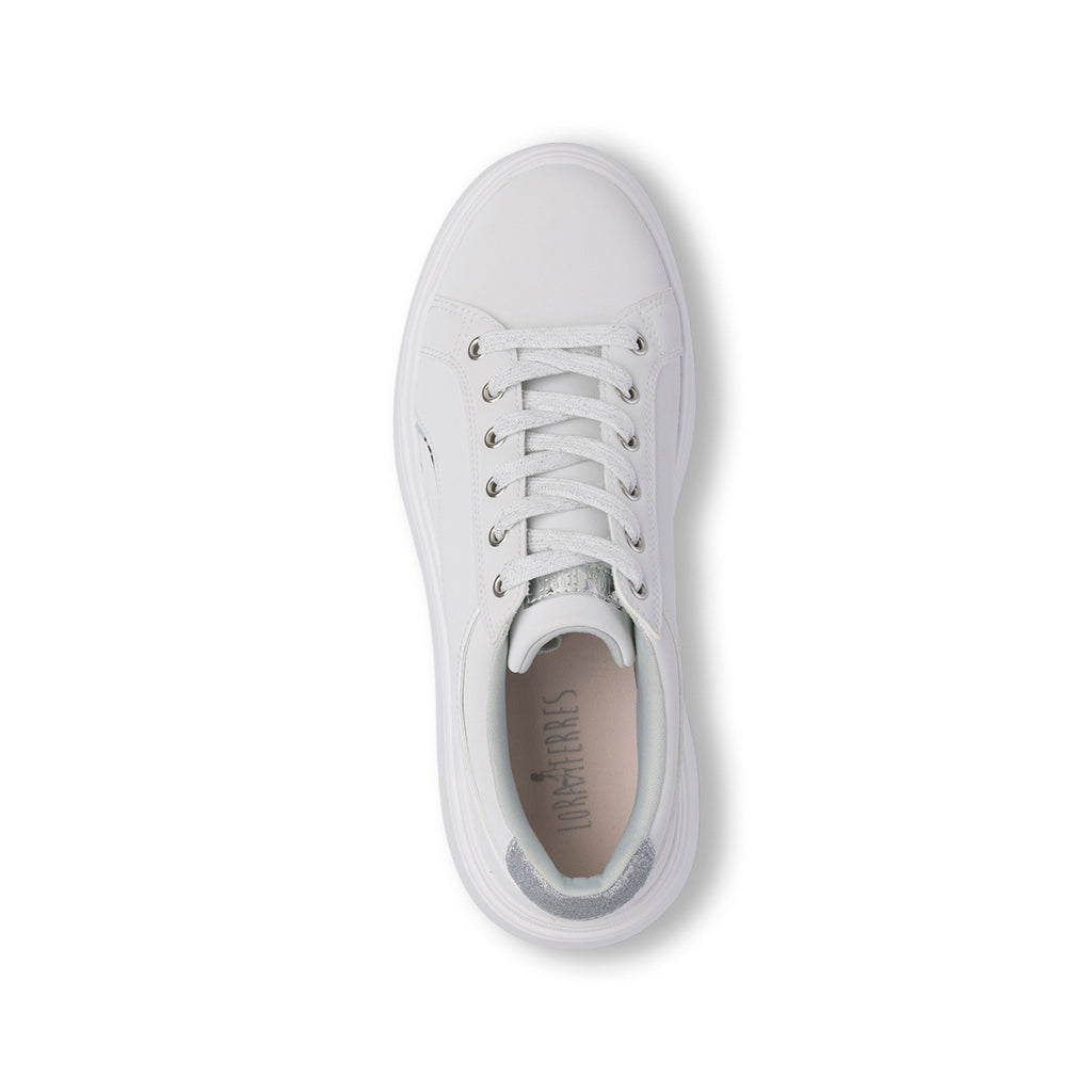 Sneakers bianche da Donna con dettagli argentati e glitter Lora Ferres