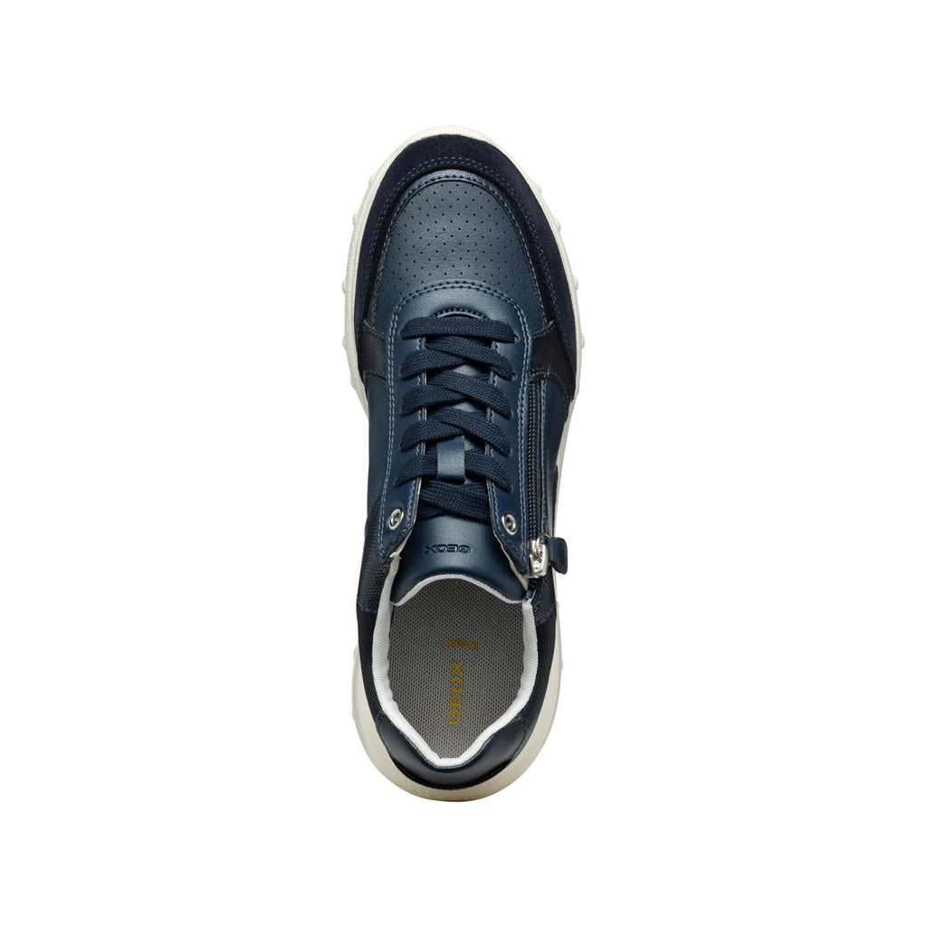 Sneakers blu da Donna con dettagli effetto scamosciato e zip laterale Geox
