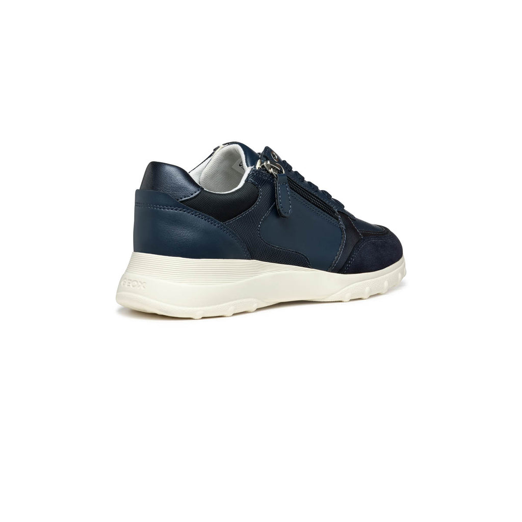Sneakers blu da Donna con dettagli effetto scamosciato e zip laterale Geox