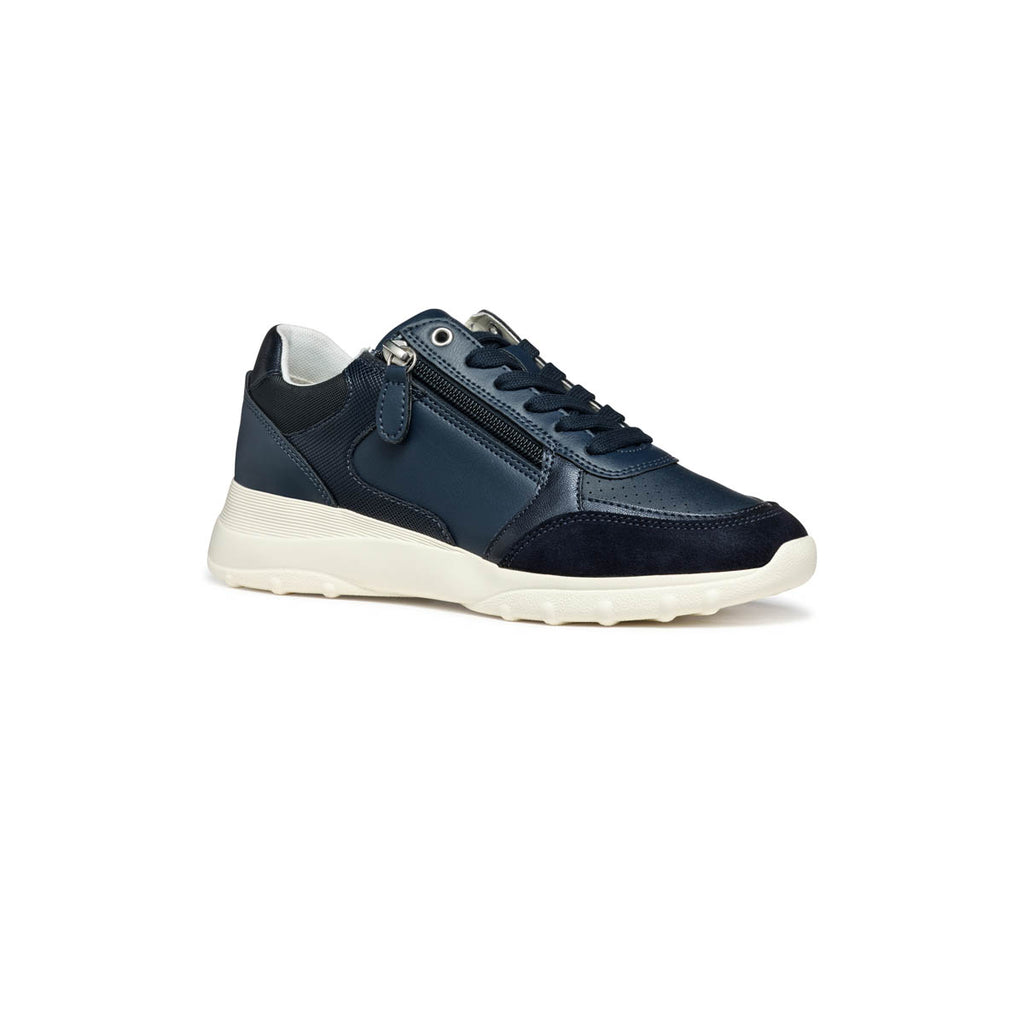 Sneakers blu da Donna con dettagli effetto scamosciato e zip laterale Geox