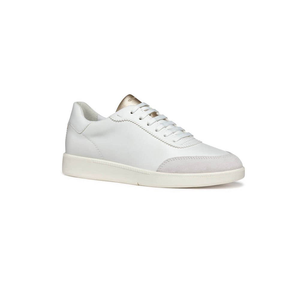 Sneakers bianche da Donna con inserti effetto camoscio e suola traspirante Geox