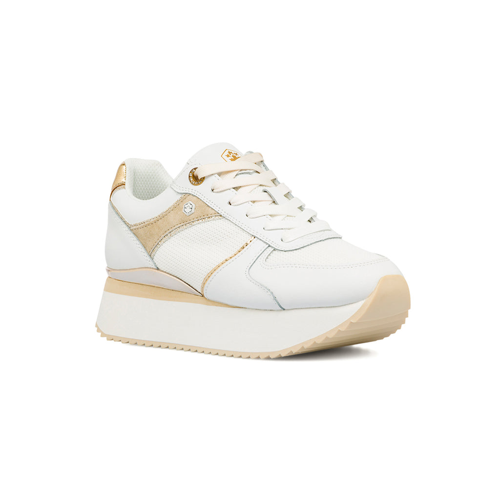 Sneakers Bianche da Donna in pelle con dettagli oro e glitter Lumberjack