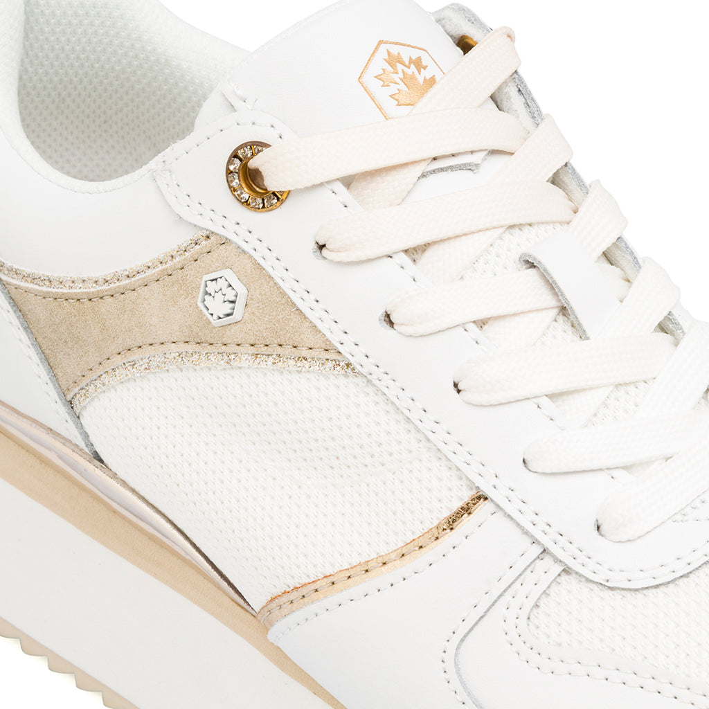 Sneakers Bianche da Donna in pelle con dettagli oro e glitter Lumberjack