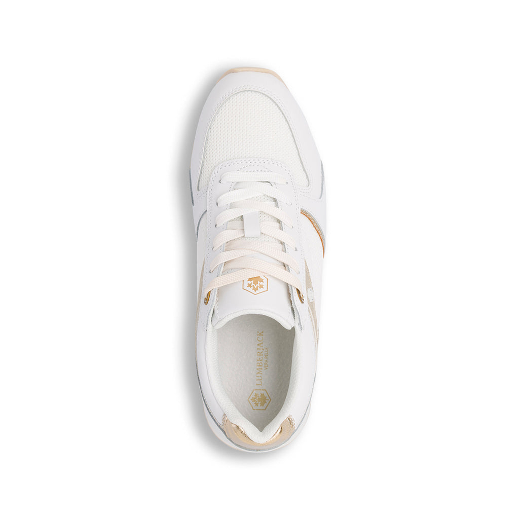 Sneakers Bianche da Donna in pelle con dettagli oro e glitter Lumberjack