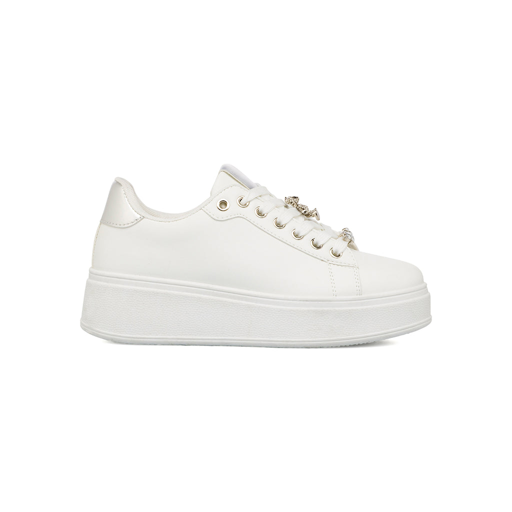 Sneakers bianche da Donna con dettagli gioiello Lora Ferres