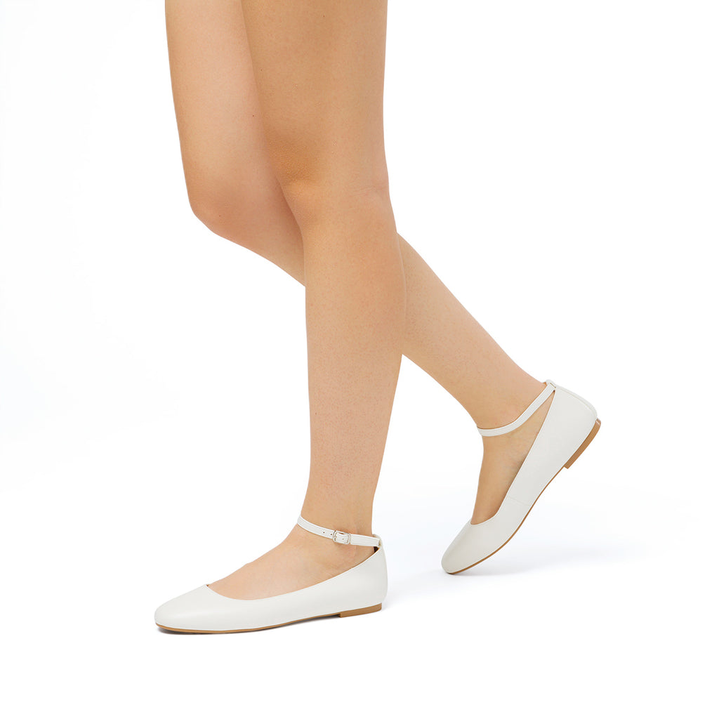 Ballerine da donna bianche con cinturino alla caviglia Swish Jeans