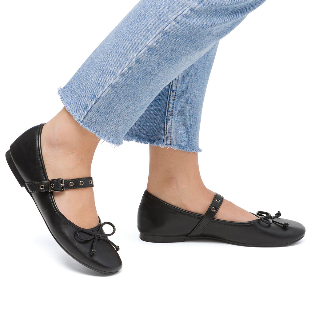 Ballerine da donna nere con cinturino Swish Jeans