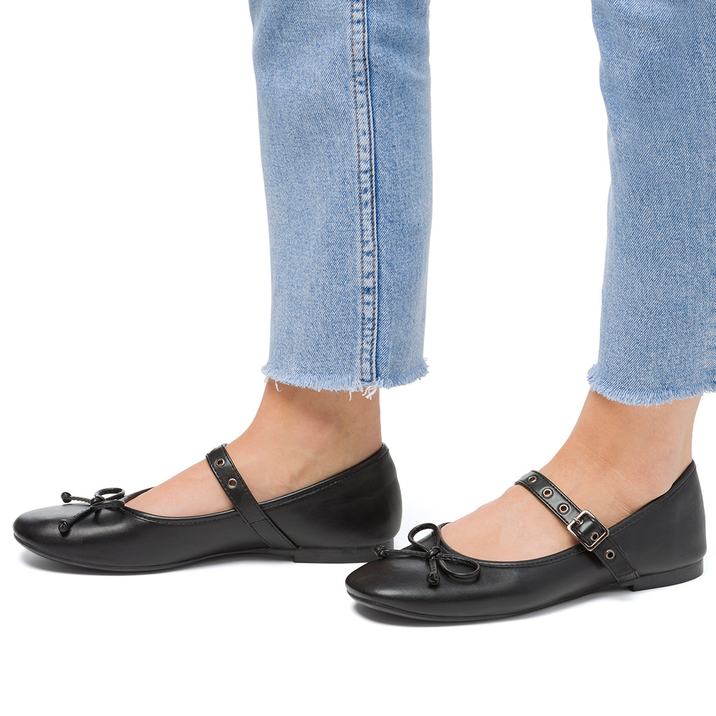 Ballerine da donna nere con cinturino Swish Jeans