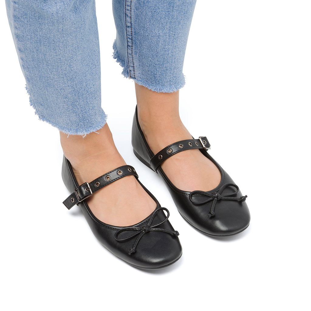 Ballerine da donna nere con cinturino Swish Jeans