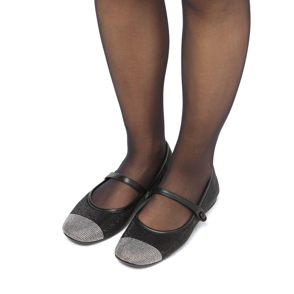 Ballerine con strass nere e argento da donna Swish Jeans