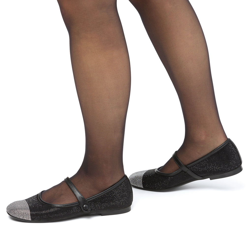 Ballerine con strass nere e argento da donna Swish Jeans