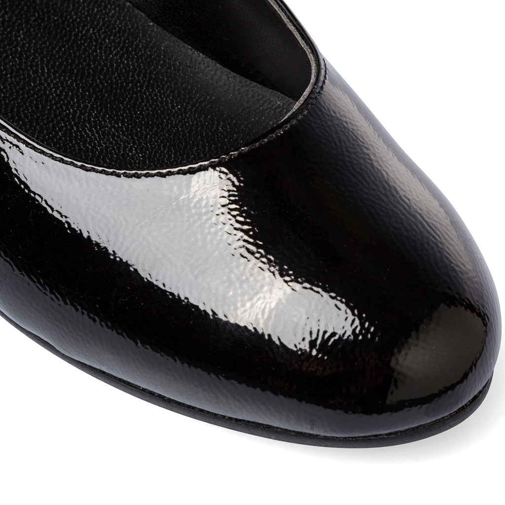 Ballerine Mary Jane nere effetto vernice da Donna con fibbie Swish Jeans