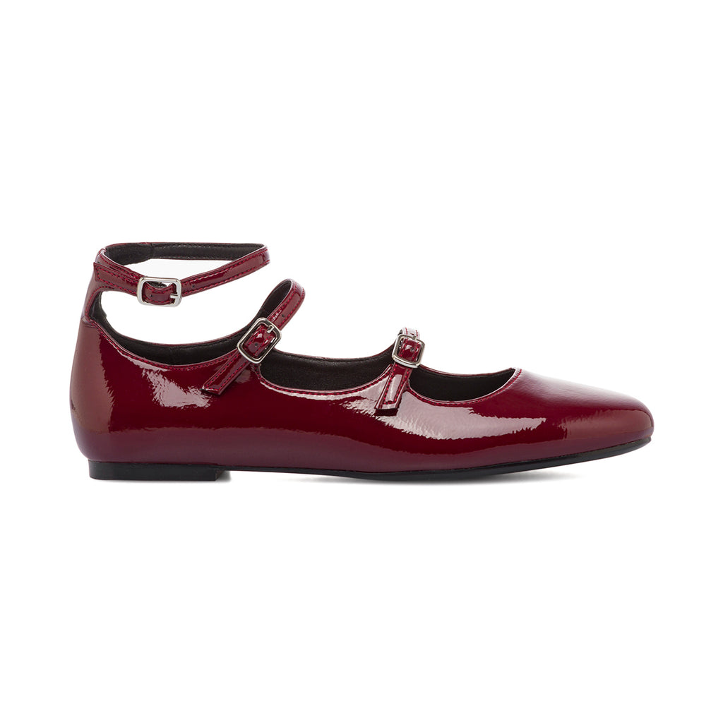 Ballerine Mary Jane da donna bordeaux burgundy con cinturini Swish Jeans
