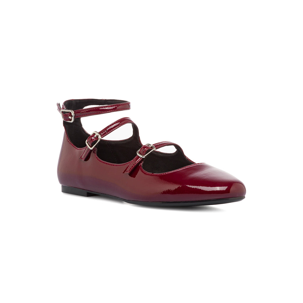 Ballerine Mary Jane da donna bordeaux burgundy con cinturini Swish Jeans