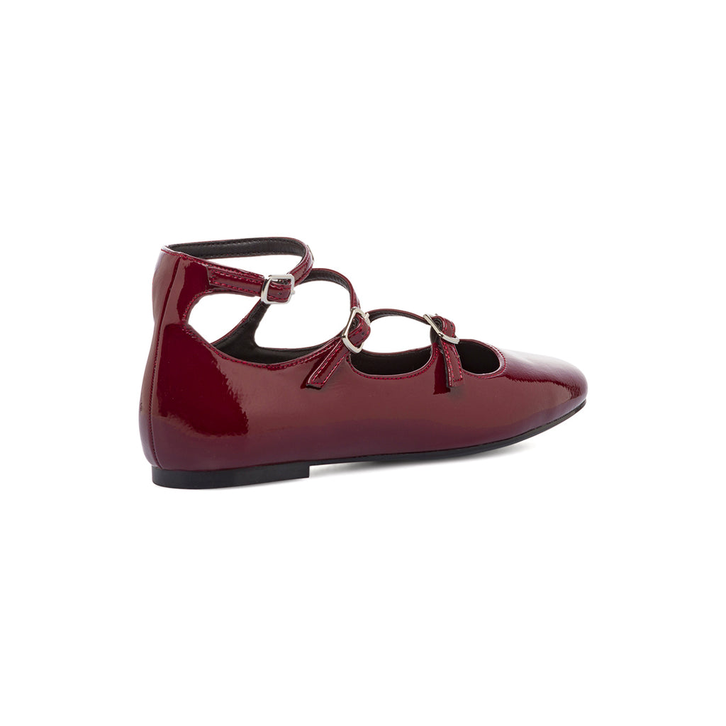 Ballerine Mary Jane da donna bordeaux burgundy con cinturini Swish Jeans
