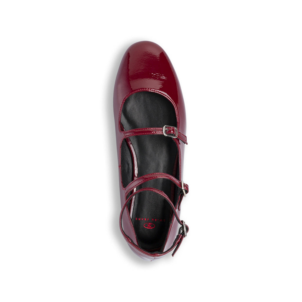 Ballerine Mary Jane da donna bordeaux burgundy con cinturini Swish Jeans
