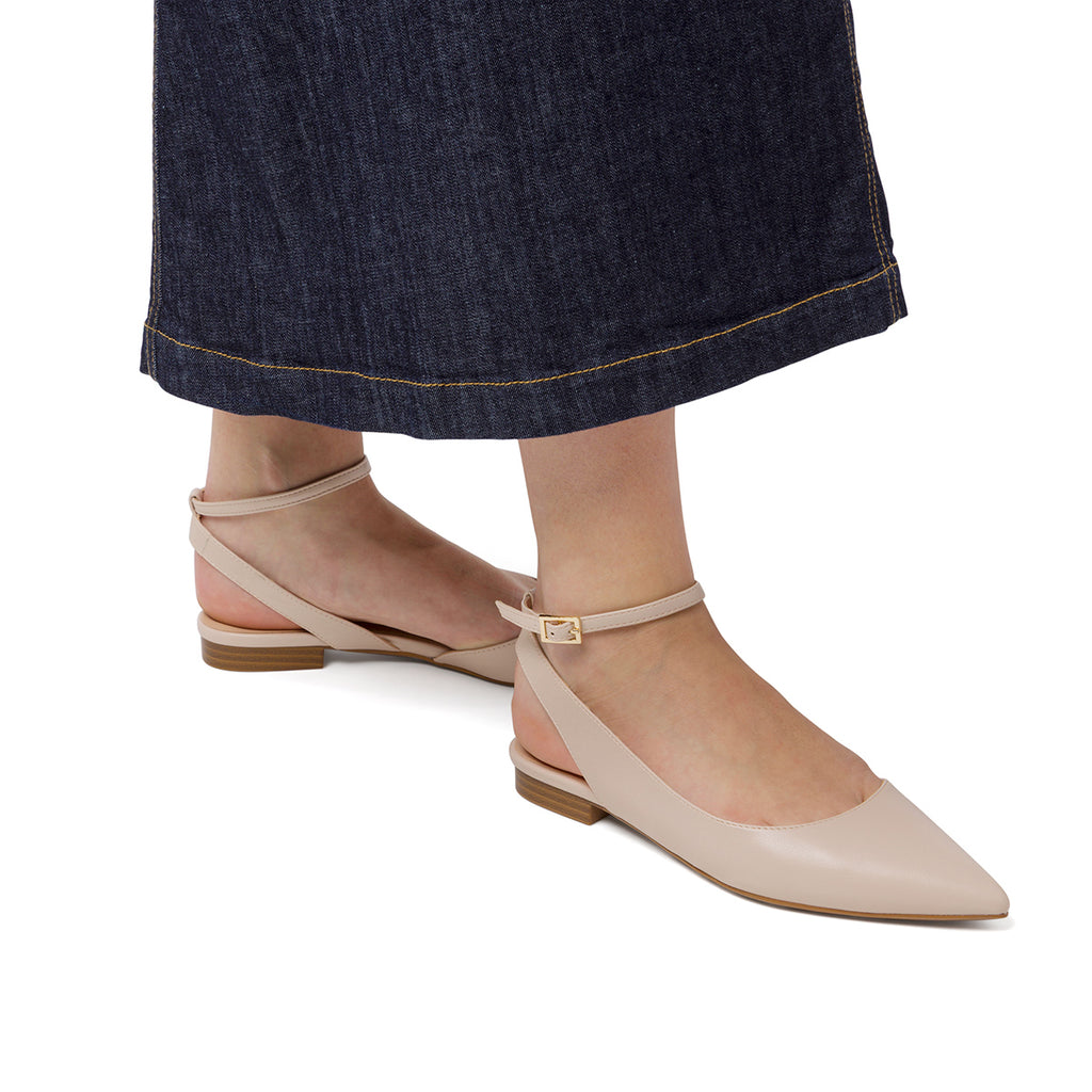 Ballerine slingback beige da Donna con cinturino alla caviglia Lora Ferres