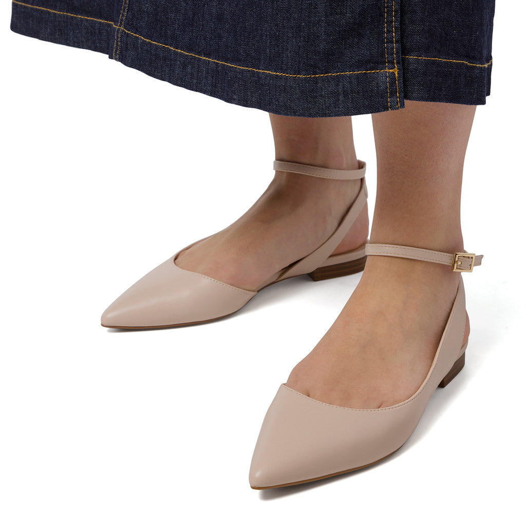 Ballerine slingback beige da Donna con cinturino alla caviglia Lora Ferres