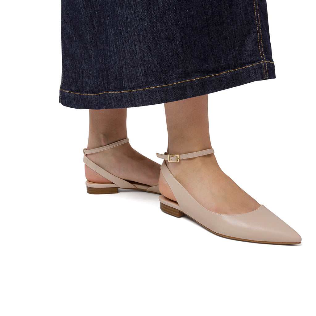 Ballerine slingback beige da Donna con cinturino alla caviglia Lora Ferres