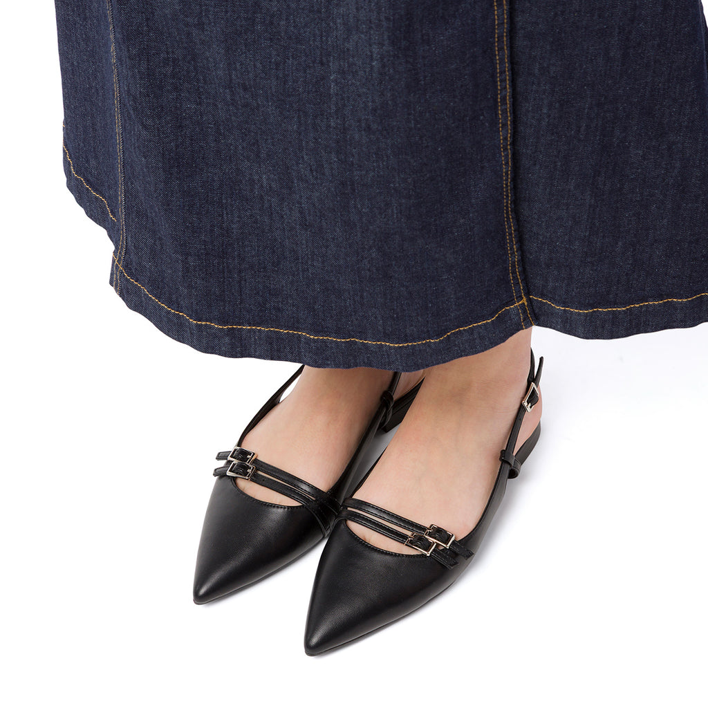 Ballerine slingback Mary Jane nere da Donna Lora Ferres