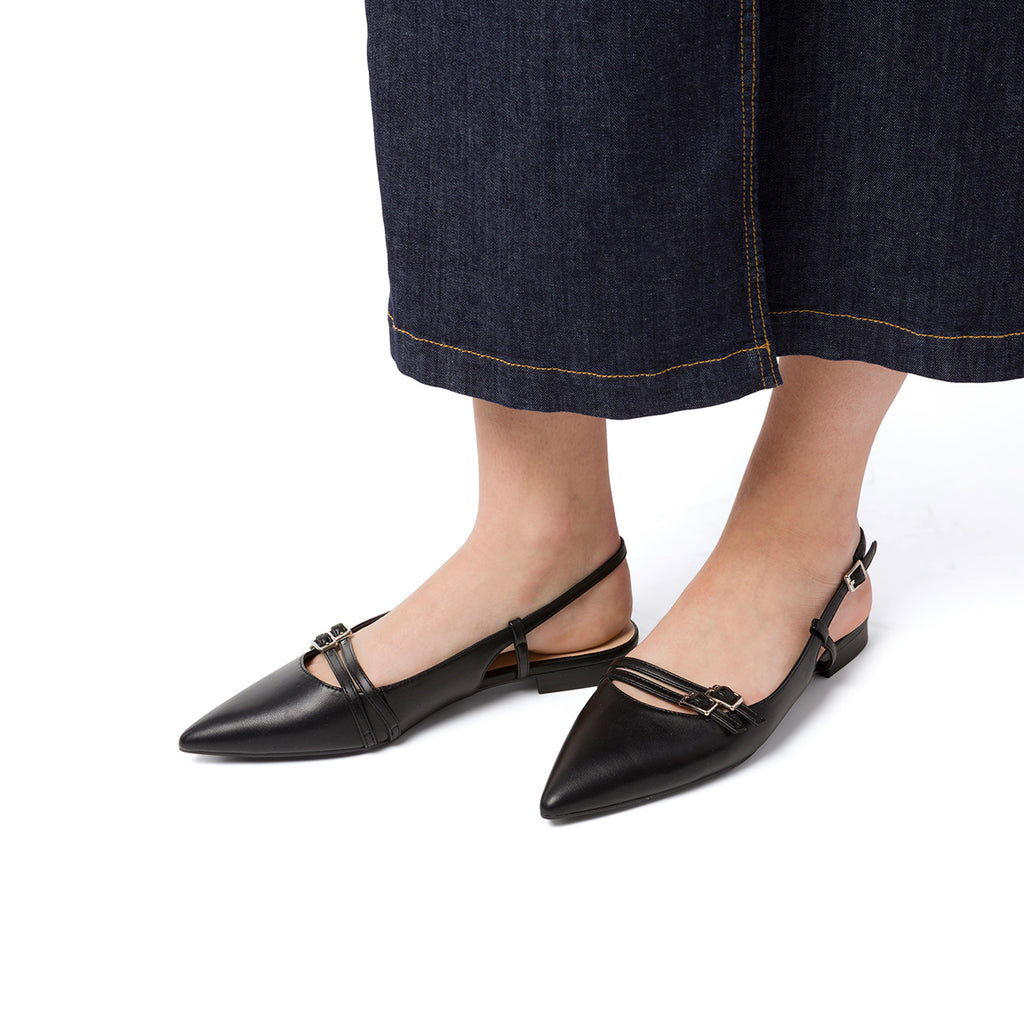 Ballerine slingback Mary Jane nere da Donna Lora Ferres