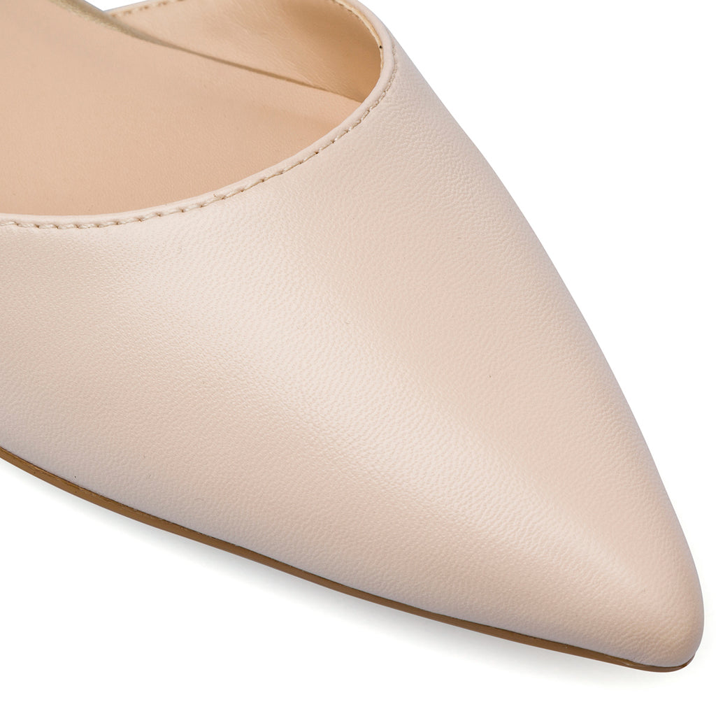 Ballerine beige e oro da Donna a punta con cinturino e fibbia alla caviglia Lora Ferres