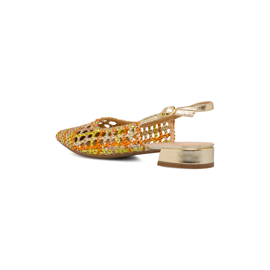 Ballerine gioiello slingback da Donna oro effetto intrecciato con cinturino Swish Jeans