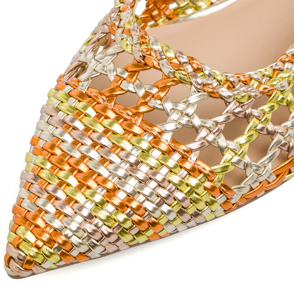 Ballerine gioiello slingback da Donna oro effetto intrecciato con cinturino Swish Jeans