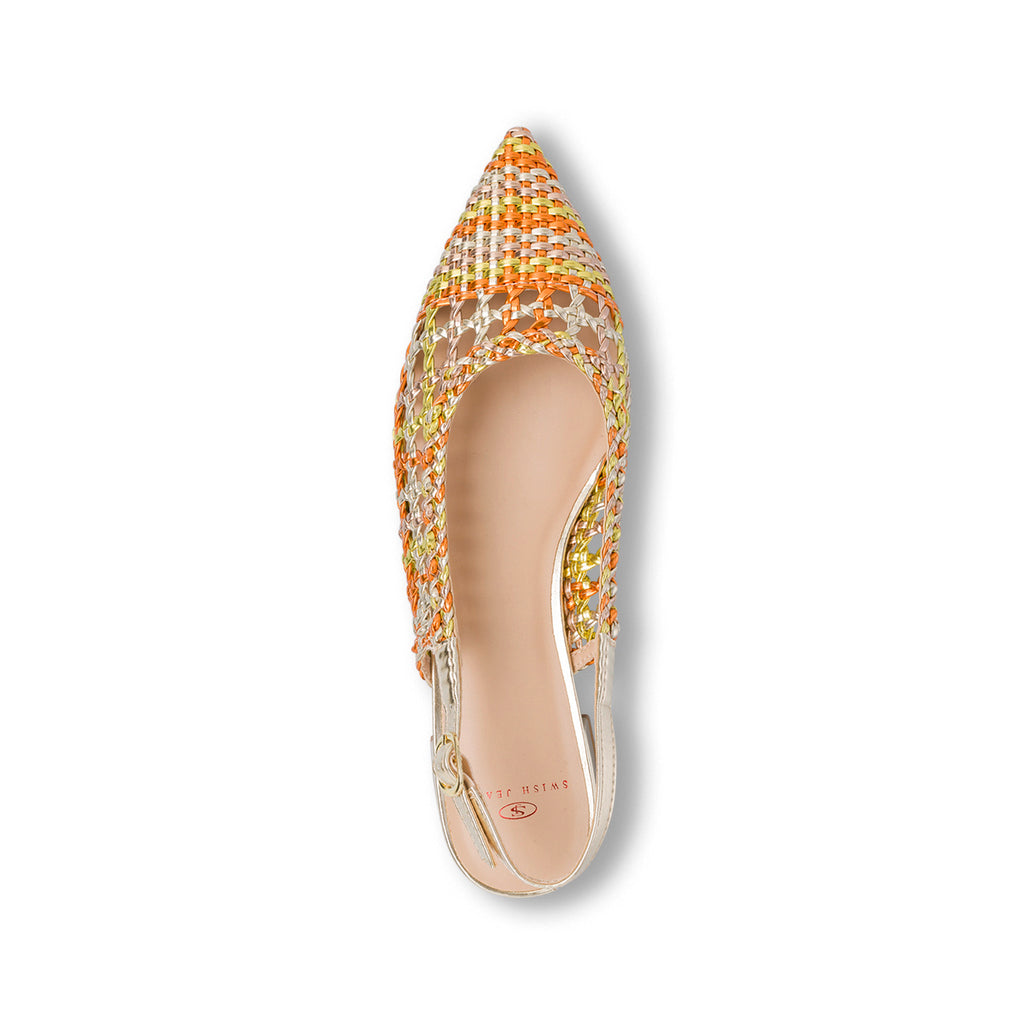 Ballerine gioiello slingback da Donna oro effetto intrecciato con cinturino Swish Jeans