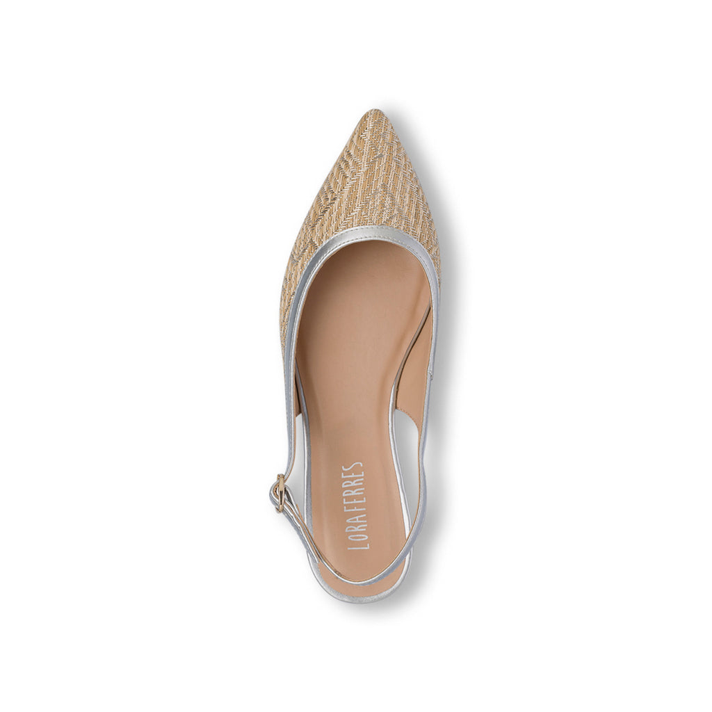 Ballerine slingback beige e argento da Donna con cinturino Lora Ferres