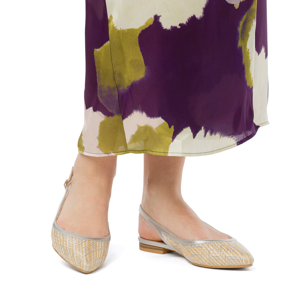 Ballerine slingback beige e argento da Donna con cinturino Lora Ferres