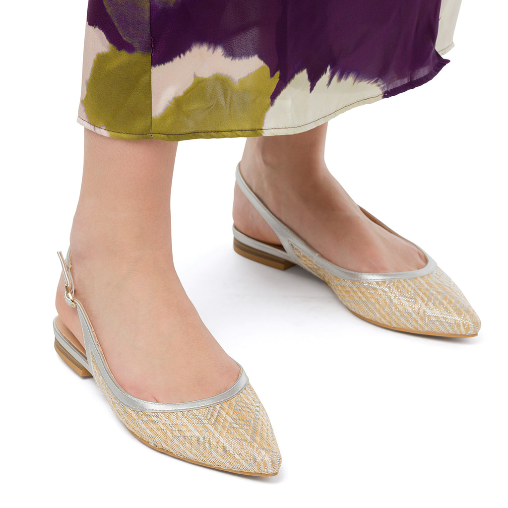 Ballerine slingback beige e argento da Donna con cinturino Lora Ferres