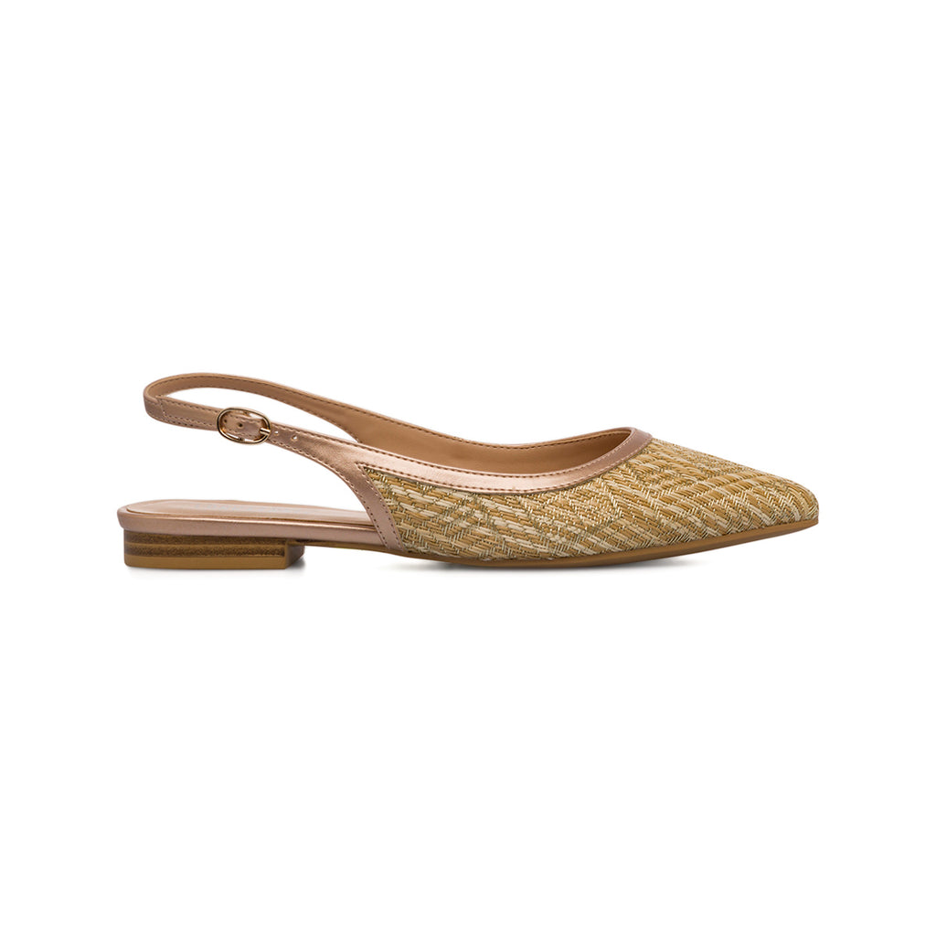 Ballerine slingback oro effetto rafia da Donna con cinturino Lora Ferres